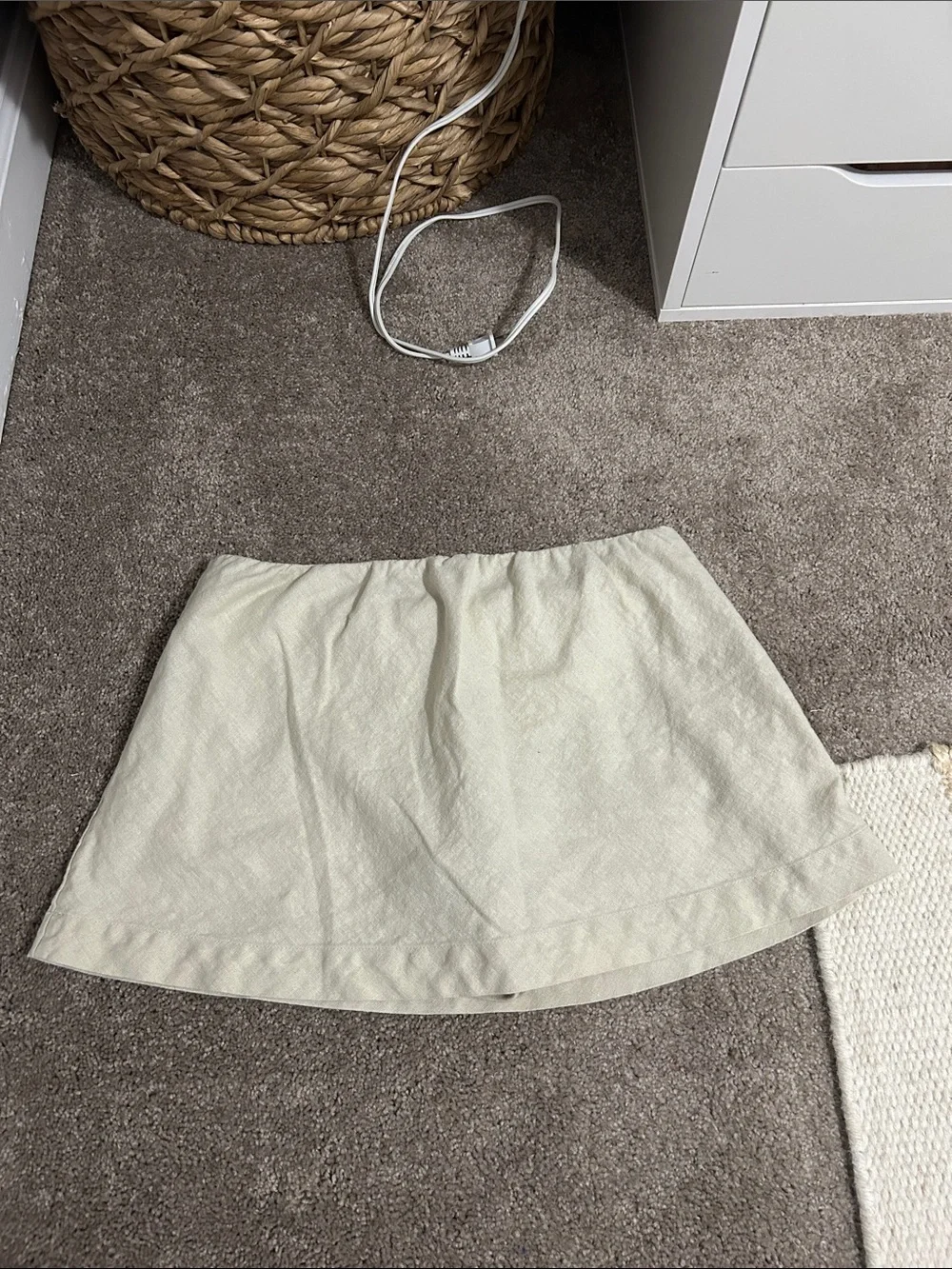 Free People Cream linen Mini Skort with Subtle Texture